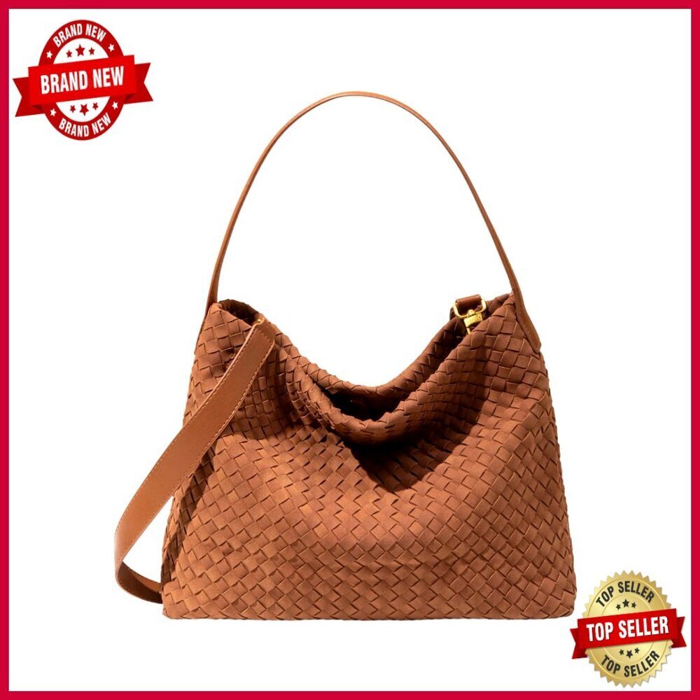 Large Braided Suede Tote Hobo Shoulder Bag Vegan Leather Work Travel